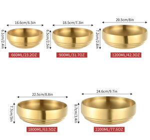 Hoge Kwaliteit Koreaans Ontwerp Roestvrij Staal 17-25 Cm Grote Dubbellaagse Isolatiekom Hittebestendig Gepolijst Restaurant Gebruik - Product Image 5