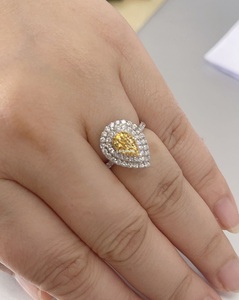 Anello di fidanzamento con diamante bianco combinato con diamante giallo nazionale Waterdrop alla moda - Product Image 2