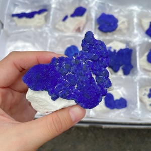 Geode di Azurite Naturale su Base - Grappolo di Cristalli Grezzi di Azurite Blu per Collezione e Decorazione Domestica - Product Image 6