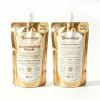 Pochettes à bec verseur personnalisées haut de gamme avec impression dorée, étanches, pour emballage de liquides (miel), sacs Mylar