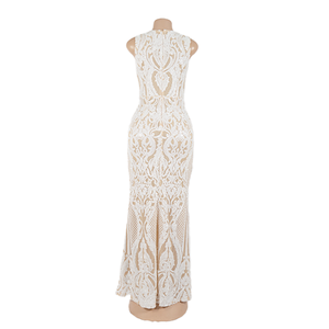 ผ้าลูกไม้จากโรงงานพร้อมลายปักเลื่อมใบไม้ ดีไซน์หรูหราสำหรับชุดราตรียาว ลดราคาพิเศษ - Product Image 3