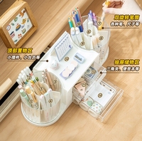 Porte-stylo cylindrique en plastique pour organisateurs de bureau et support Pot à crayons à usage multiple