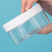 Pot cosmétique PET transparent à large ouverture de 200g, design unique et coloré, avec couvercle à clapet, pour masques faciaux et soins de la peau, sérigraphie