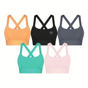 Venta al por mayor de transferencia de calor de impresión de alta calidad Yoga Running Wear Ice Feeling Fitness Workout Open Back Sujetador deportivo para las mujeres - Product Image 1