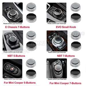 Boutons multimédias de voiture, garnitures de boutons, couvercles décoratifs, autocollants ABS IDrive, décoration universelle pour BMW Mini Cooper / NBT 5/7 boutons - Product Image 2