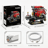 LESHOW Voiture de Course Avion Moteur GT V8 Kit de Montage Éducatif STEM DIY Jouet de Construction en Plastique ABS 812 Pièces