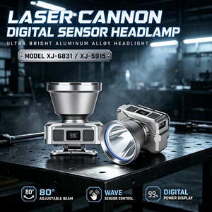 Linterna Frontal LED WOSEN con Sensor Láser Blanco y Pantalla Digital, Alcance de 1000m, Recargable por USB-C, con Zoom y Sensor de Movimiento, para Camping y Caza - Product Image 2