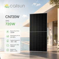 Panneau solaire bifacial Callsun 720W de type N, cellules G12 de 210 mm, TOPCon, haute efficacité 23,2 %, module PV mono double vitrage