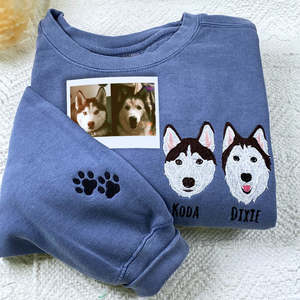 Felpa ricamata per animali domestici di colore personalizzato personalizzato personalizzato con il viso di animali domestici e il nome di felpa invernale o camicia - Product Image 3