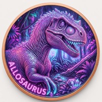 Pièce de monnaie en cuivre pur 999 de 5 oz, divers styles, série Dinosaures, style technologique, couleur, haute relief, édition de collection