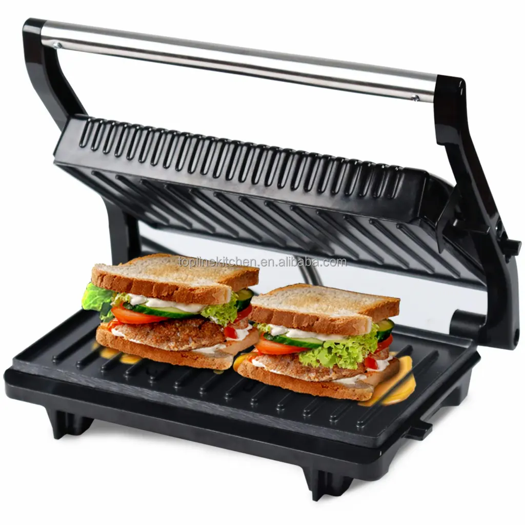 Aço inoxidável Electric Grill sanduíche imprensa panini grill com dispositivo inclinado