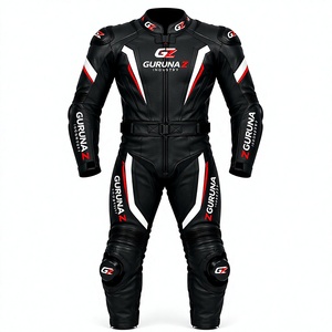 Traje de Motociclismo de Cuero para Hombre, 500g, Impresión Digital, Manga Larga, Azul, Blanco y Amarillo, Transpirable, Protección con Armadura CE - Product Image 2