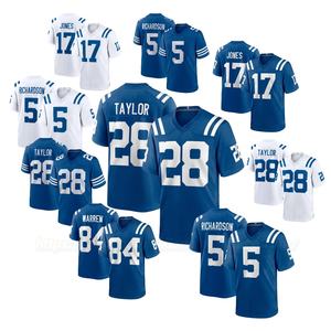 Toptan Erkek Çocuk Genç Forması 28 Taylor 5 Richardson 17 Jones 84 Warren Tam İşlemeli Amerikan Futbolu Forması - Product Image 1