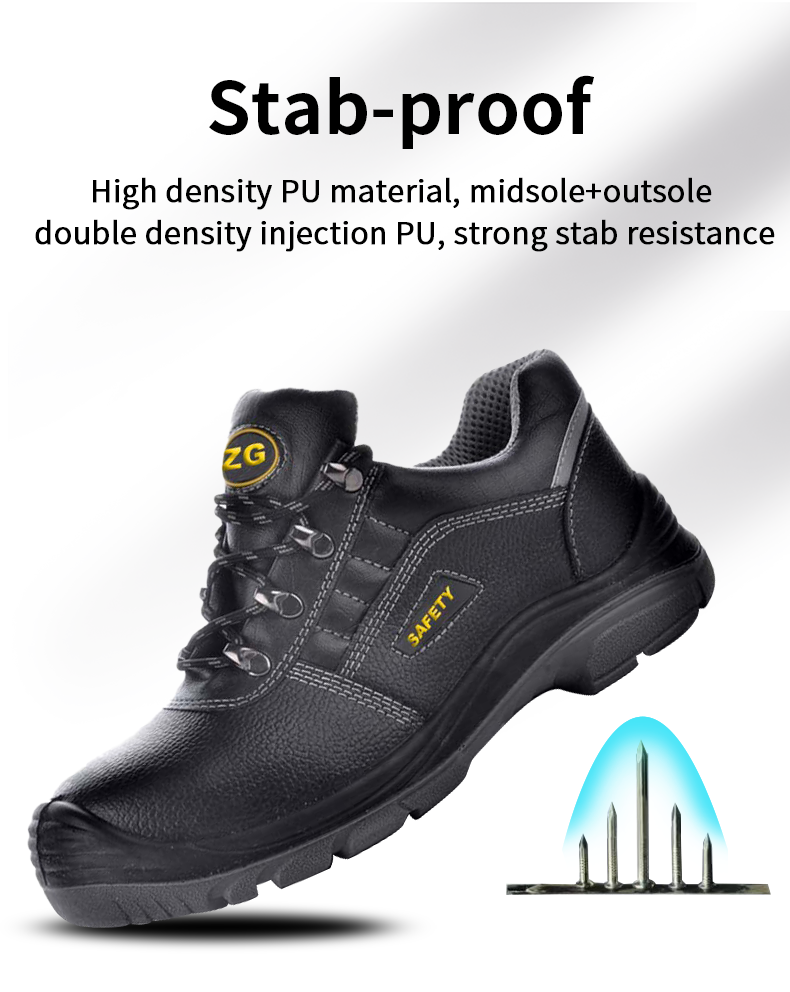 sapatos de trabalho customized low cut genuine leather Light reflecting strip safety shoes work shoes with shoelaces for men