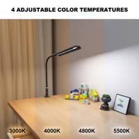 Lampu Meja LED Leher Fleksibel Tombol Tekan Pengatur Kecerahan Suhu Warna Konstruksi Logam Ramah Lingkungan Ramah Mata