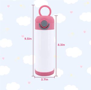 12oz Stainless Steel Sublimation Blanks <b>Kids</b> Straight Insulated Bottle Bounce Lid Hand Grip Eco-Friendly Cup for Back School - Product Image 1