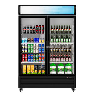 Réfrigérateur Vitrine Commercial Vertical à Double Porte pour Boissons, Température Unique, Ventilé, Capacité 900L, Numérique - Product Image 3
