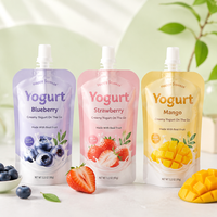 Hoge barrière sapzak met tuit, op maat gemaakte aquarel fruitprint, 150g 200g 500g, verpakking voor vloeibare yoghurt en dranken