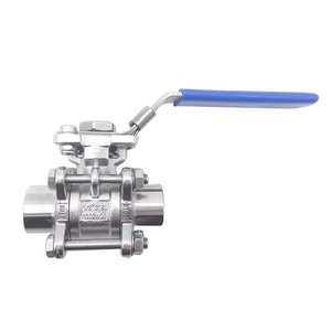 Vanne à boisseau sphérique sanitaire en acier inoxydable 304 de qualité alimentaire, à trois pièces, à plateforme haute, filetage <span class=keywords><strong>BSPP</strong></span>, sans retenue - Product Image 1