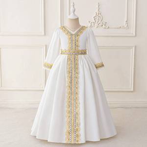 Vestido de niña estilo árabe de Oriente Medio con cinturón bordado, vestido de encaje de Dubái, conjunto de disfraz para actuaciones en escenario, Eid, festivales y fiestas - Product Image 3