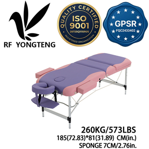 Lettino da Massaggio Pieghevole a 3 Sezioni Rosa Viola con Telaio in Alluminio, Tavolo da Spa Regolabile con Foro Facciale, Lettino <span class=keywords><strong>per</strong></span> Salone, Fisioterapia, Tatuaggi e Bellezza - Product Image 1