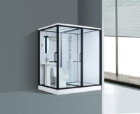 Kmry douche de salle de bain préfabriquée tout-en-un au design moderne cadre en aluminium et plateau en acrylique avec WC et toilettes
