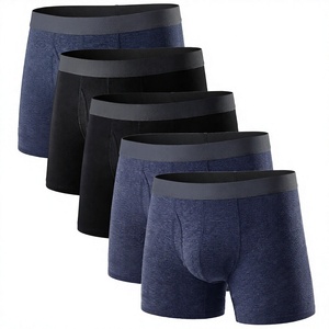 Calzoncillos bóxer de algodón y elastano para hombre, de tiro medio, transpirables, de punto, teñido liso, con estampado personalizado, ecológicos, tallas europeas, venta al por mayor - Product Image 4