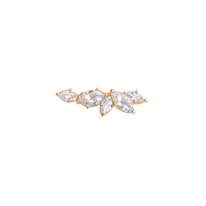 Orecchini a perno in oro E2324 con cristalli taglio marquise e strass, montatura a griffe, a forma di pianta, gioielli classici da donna per matrimonio - Product Image 1
