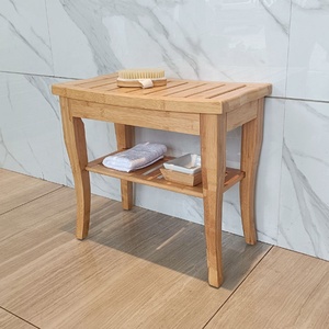 2023 New Arrival Factory Custom <strong>Teak</strong> Shower Seat Storage <strong>Bench</strong> Seating Durable Bamboo Shower Stool With Two Layers - Product Image 4
