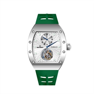 Montre à remontage manuel Seagull Tourbillon Skeleton ST8006, mouvement de montre, indicateur d'heure lumineux, bracelet en silicone avec petit cadran - Product Image 5