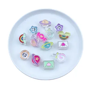 Supplier Accessories Beads 10pcs/bag Glass Cartoon Transparent Sugar Beads 8mm 9mm Mix Colors DIY Flowers Shape Beads