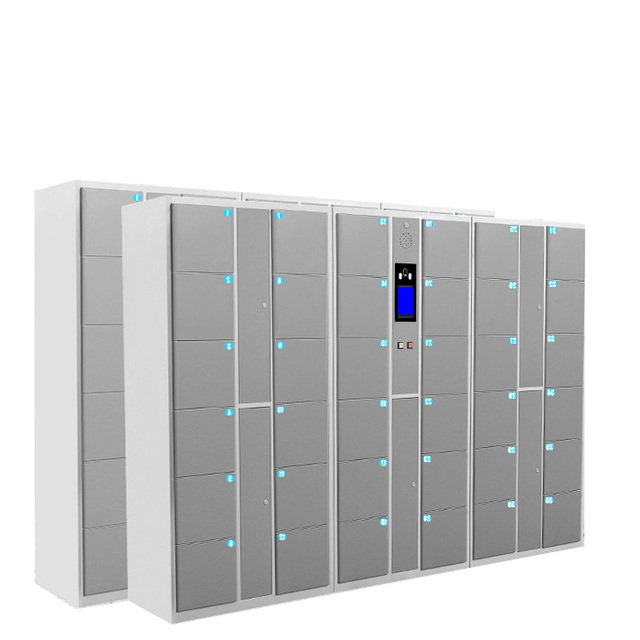 High Quality Mall Fingerprint Face Recognition Electronic Lock Smart Storage Locker with Barcode Function