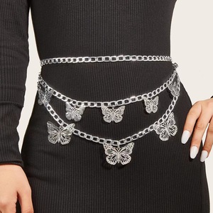 Chaîne de taille élégante en métal ajouré style européen et américain avec pendentif papillon pour femme, chaîne de corps multicouche tendance en alliage de zinc - Product Image 5