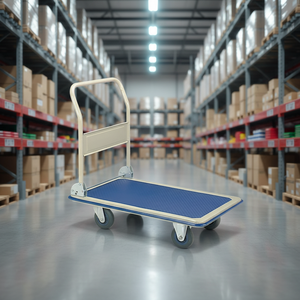 Carretilla de plataforma plegable de alta resistencia con asa y ruedas giratorias para uso en transporte de almacén - Product Image 2