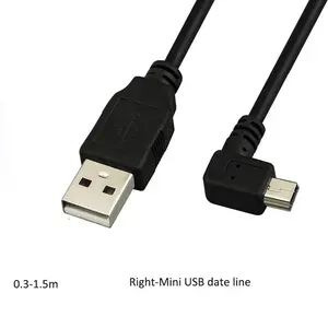 5 פינים USB 90 מעלות USB 2.0 כבל טעינת נתונים זכר A ישר למיני B זכר עבור בקר PS3 מצלמה כבל usb c בזווית ישרה