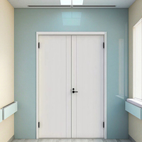 Porte coupe-feu en bois à double battant OEM, design moderne et minimaliste, étanche, pour villa, appartement, école et hôpital, garantie 3 ans