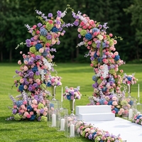 Nouvelle conception 2027 : Arche florale artificielle bleu violet rêveur pour mariage, fond de scène en soie avec roses et hortensias pour événements et fêtes