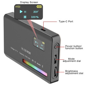 ถูกกว่า <span class=keywords><strong>Ulanzi</strong></span> VL120 RGB ไฟ LED วิดีโอกล้องแสงที่มีสีสันชาร์จ 3100mAh หรี่แสงได้แผงโคมไฟสตูดิโอถ่ายภาพ - Product Image 4