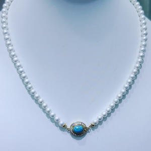 Collier de perles d'eau douce Zhuji, presque rond, 8-9 mm, avec fermoir magnétique rétro, cadeau idéal pour la fête des mères - Product Image 2