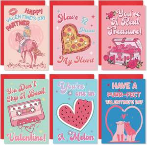 Lot de 24 enveloppes portefeuilles YS pour la Saint-Valentin, motifs amusants, 6 variétés pour enfants, famille, amis - Joyeuses lettres d'amour pour lui et elle - Product Image 5