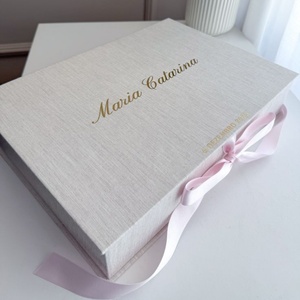 Wholesale Custom Luxury Wedding <strong>Memory</strong> <strong>Box</strong> Rigid Cardboard Gift <strong>Box</strong> with Satin Ribbon for Bridal Keepsakes - Product Image 3