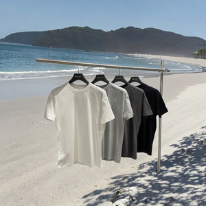 T-shirt court tricoté respirant à col rond, coupe oversize, séchage rapide, imprimé vierge, avec empiècements en ammoniaque liquide, idéal printemps-été - Product Image 3