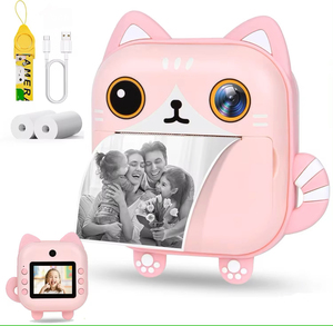 กล้องถ่ายรูปเด็ก M2 ฟรีหมึกพิมพ์ลายแมวน่ารัก พร้อมเครื่องพิมพ์ในตัว หน้าจอ 2.4 นิ้ว ความละเอียด 1080P ของเล่นเสริมการเรียนรู้สำหรับเด็กหญิงและเด็กชาย - Product Image 1
