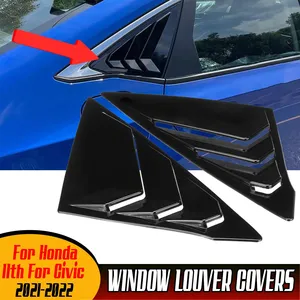 Black Car Rear Side <b>Window</b> Louver Covers Vents Trim <b>Window</b> Shutters <b>Shade</b> For Honda For Civic 11th Eleventh Generation 2021-2022 - Product Image 1