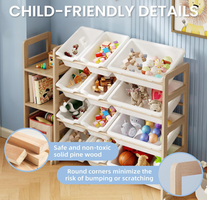 Organisateurs et <span class=keywords><strong>rangement</strong></span> de jouets avec étagère étagère de <span class=keywords><strong>rangement</strong></span> de jouets avec 3 étagères et 12 bacs de <span class=keywords><strong>rangement</strong></span> Chambre d'enfants ou salle de jeux - Product Image 5