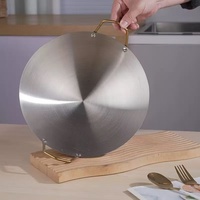 Wok coréen en acier inoxydable doré mat, mini-wok portable pour cuisinière, petite poêle profonde avec poignées dorées, vente en gros