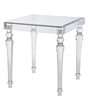 Table d'appoint moderne en acrylique avec plateau en verre trempé et pieds de table en acrylique personnalisés, rangement intégré pour salon et hôtel