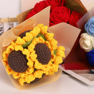 Stelo fatto a mano rosa all'ingrosso fiori fatti a mano all'uncinetto colorati - Product Image 5