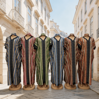 Robes pour femmes en gros, vêtements ethniques musulmans imprimés, robes décontractées à col en V