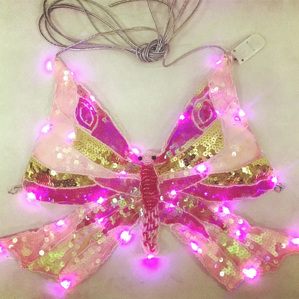 Led Beha Top Pailletten Vlinder Beha Top Buikdans Kostuum Festival Party Sexy Rave Kleding Vlinder Halter Top Oem